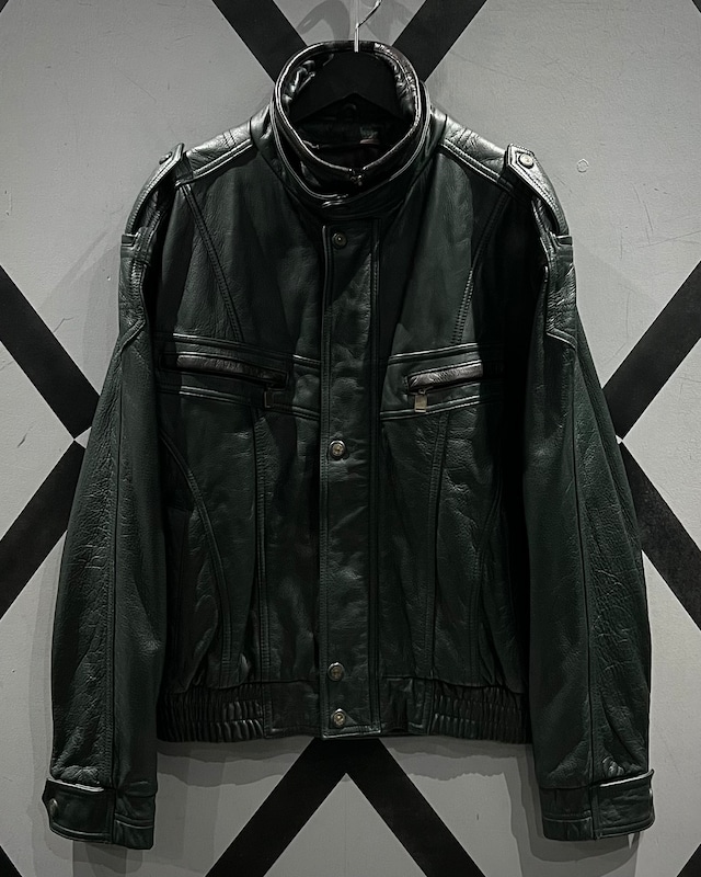 【X VINTAGE】“SAXONY” High Neck Design Vintage Leather Jacket