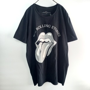 ローリングストーンズ　クルーネック　Tシャツ　半袖　バンドT　ビッグロゴ　黒　L