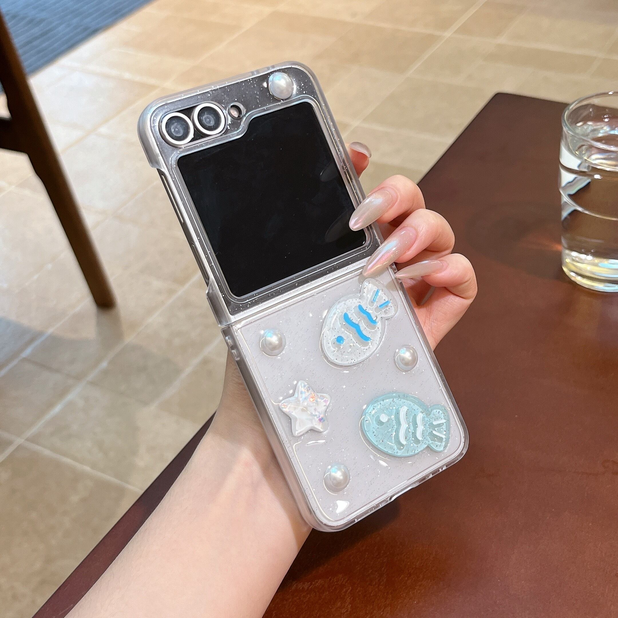おさかな Galaxy Z Flip 8 7 6 5 4 ケース クリア レジン スマホケース
