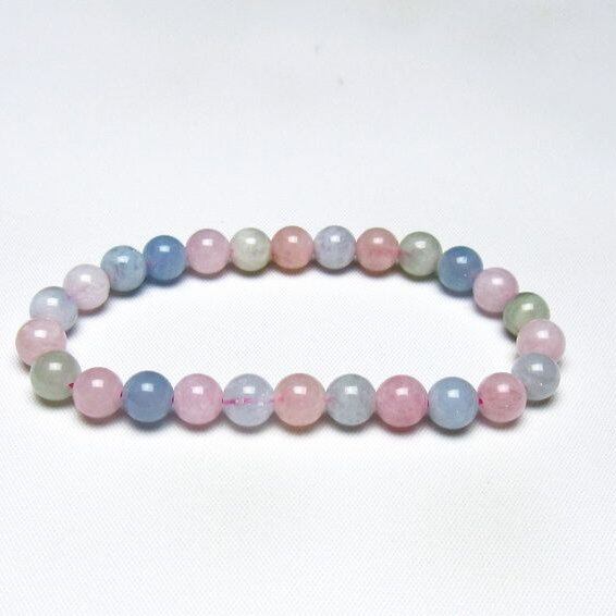 ミックスカラーベリル ブレスレット 7mm 一点物 メール便可 [M便 1/10] 111-48729