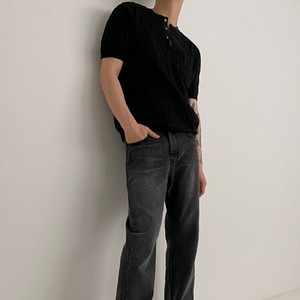 ヘンリーネックニットTシャツ　MT0080441