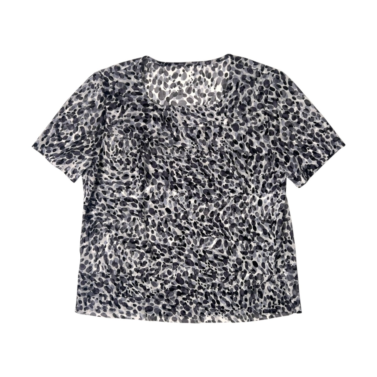 Leilian レリアン シアー フリル 総柄 半袖ブラウス 13/グレー 系/Tシャツ