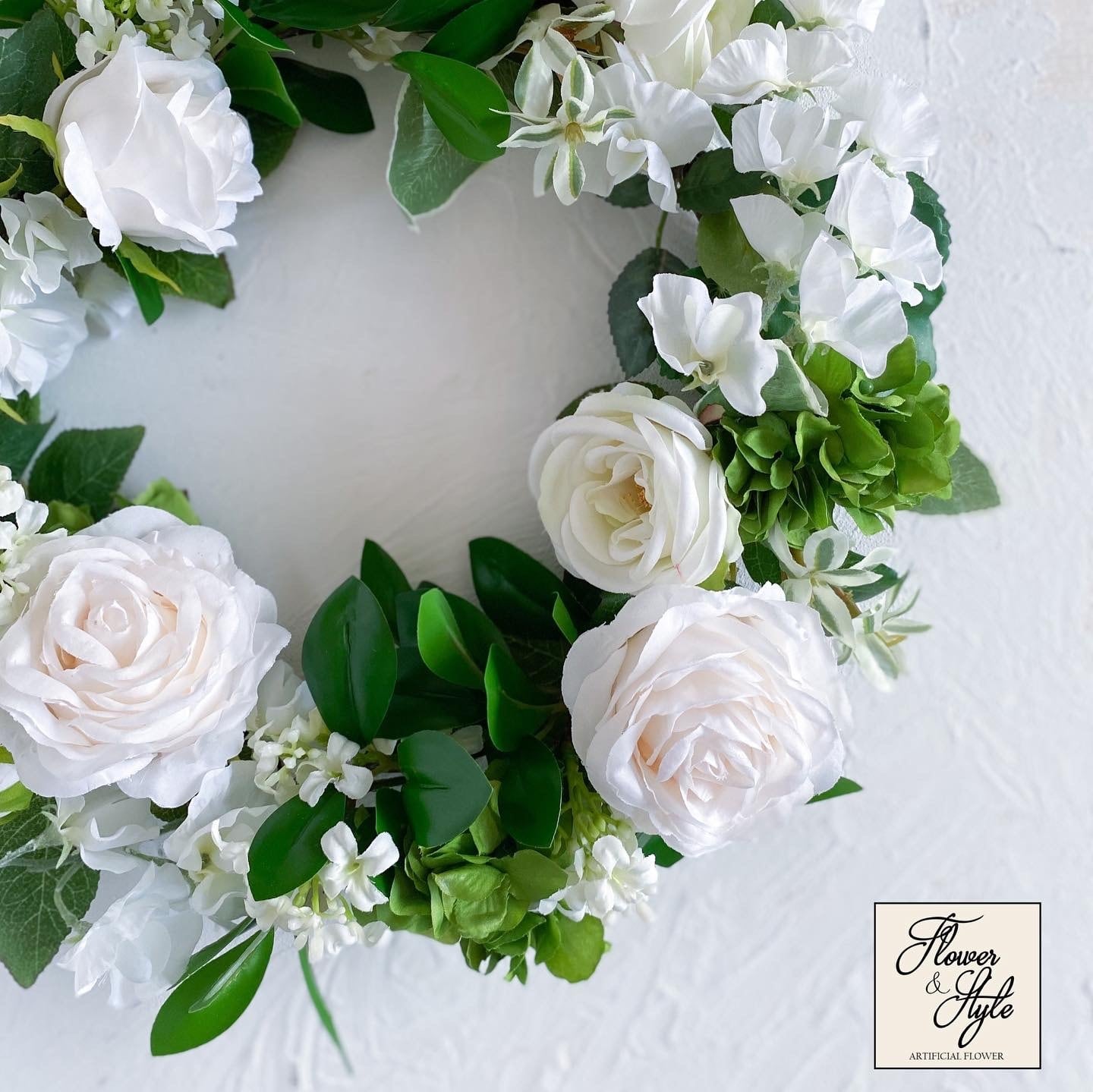 ジャスミンとバラのリース アーティフィシャルフラワー 造花