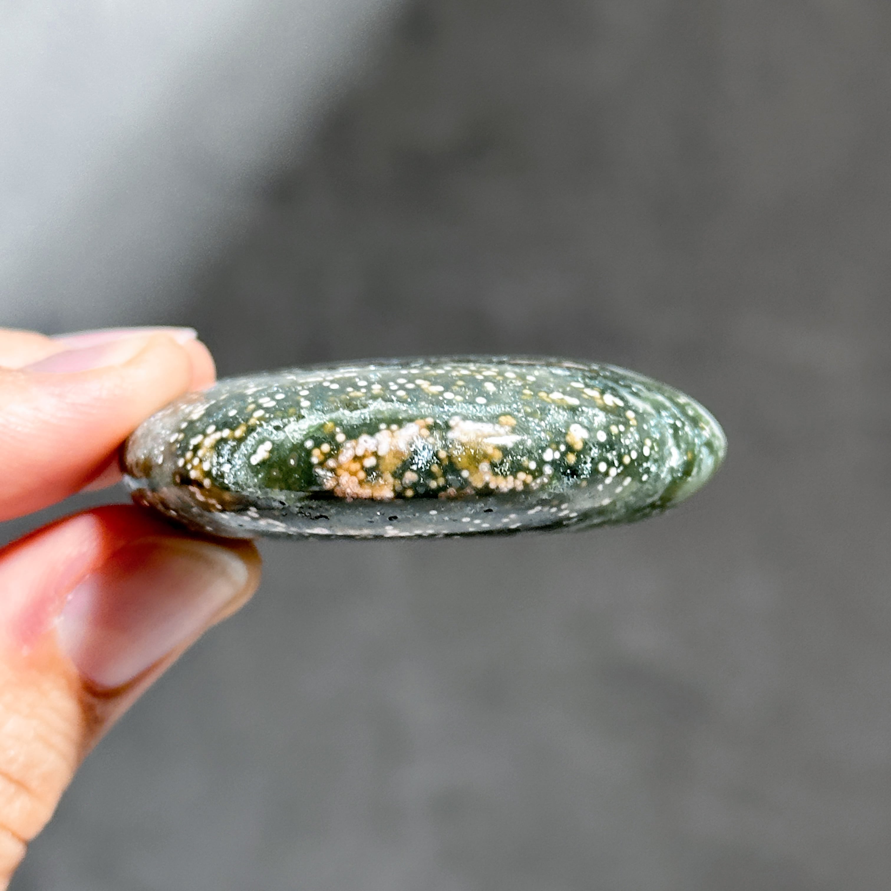 【B】キラキラグリーン✴︎オーシャンジャスパー パームストーン オーシャンジャスパー パームストーン36◇ Ocean Jasper ◇天然石
