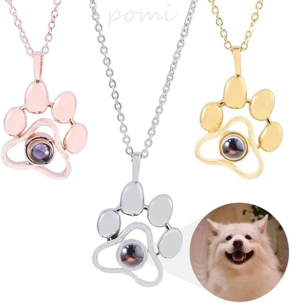 プロジェクションチタンスチールネックレス 犬の足跡・猫の足跡 可愛い
