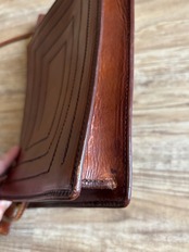 vintage brown leather square shoulder bag-5137-7