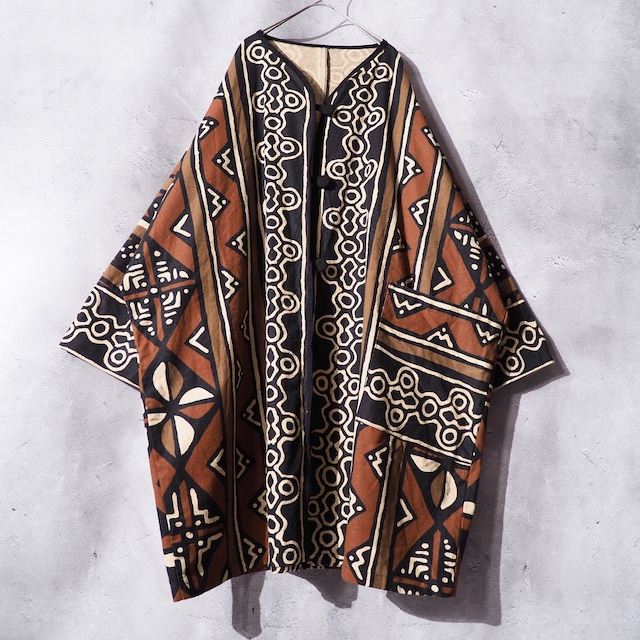 ethnicity art hand-dyed vintage dolman sleeve long coat