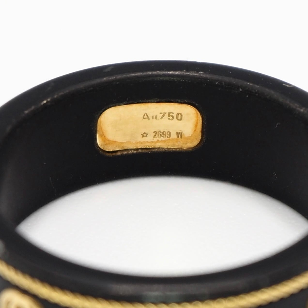 現行品】GUCCI 約18号 インターロッキングG 18K リング ブラック