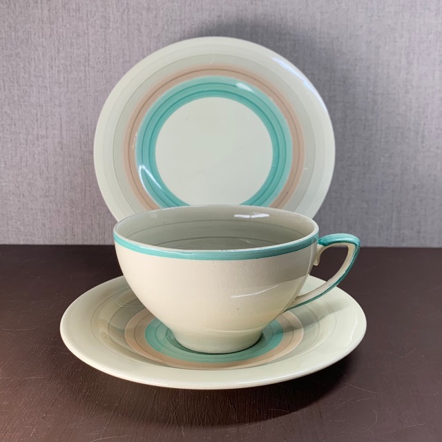 スージークーパー「ウェディングリング トリオ(グリーン系)」イギリス製 ヴィンテージ susie cooper C