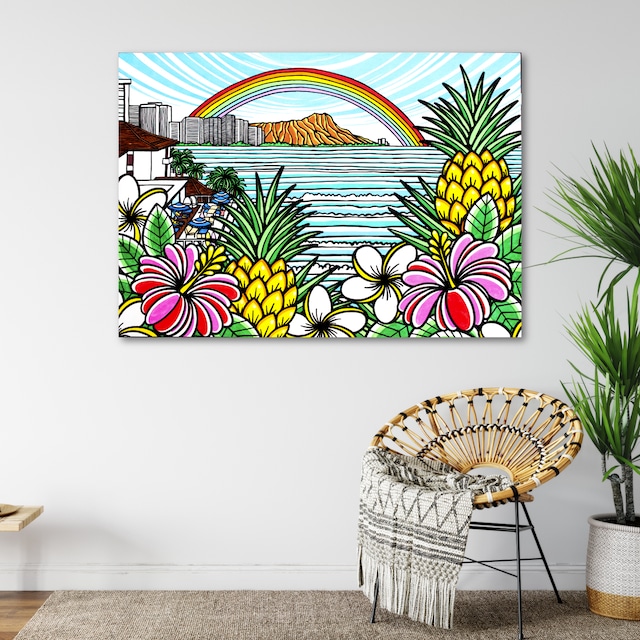 Wood Panel A3 Size（Sunset Beach）with Frame