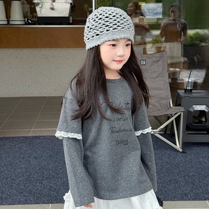 秋キラキラ素材レース付きレイヤード長袖