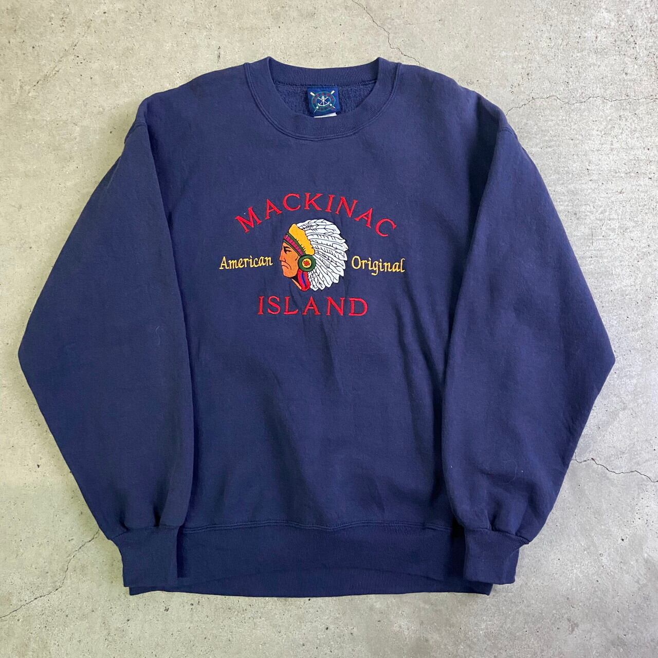 OARSMAN 90年代 USA製 MACKINAC ISLAND インディアン 刺繍 スウェット 