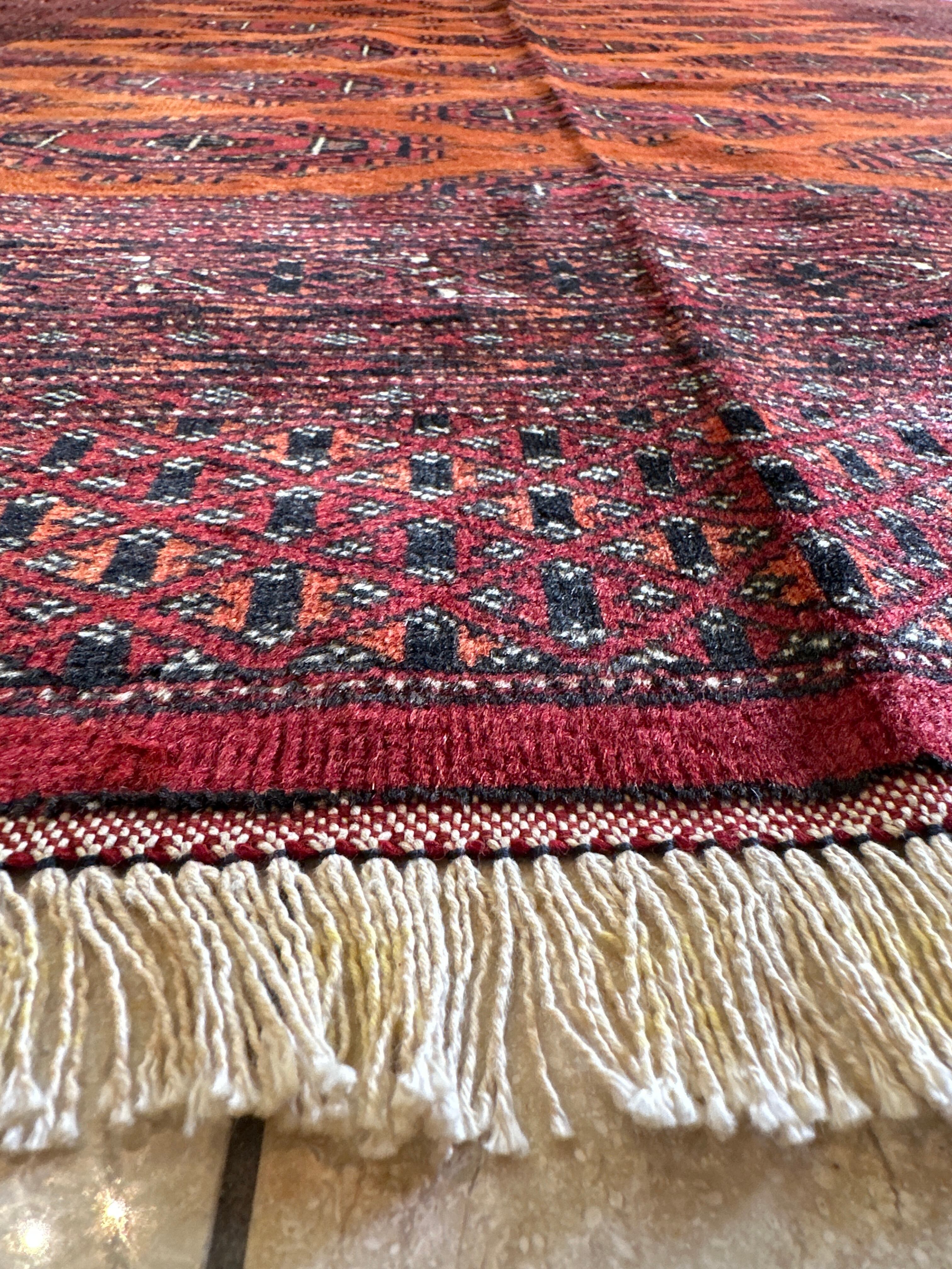 手織りトルクメン絨毯①-6＊ビンテージ☆トルクメン族