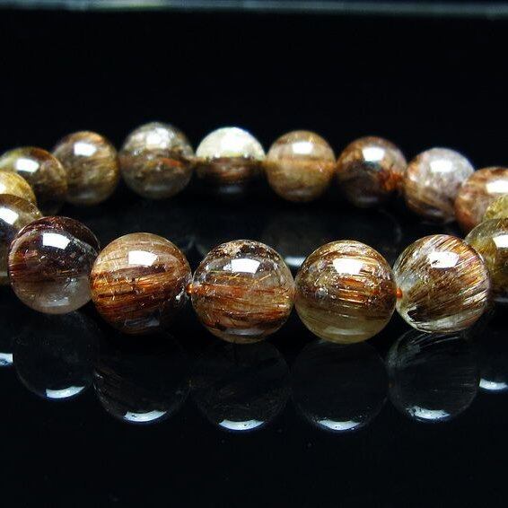 キャッツアイルチルクォーツ ブレスレット 12mm ルチルクォーツ ブレス 一点物 メール便可 [M便 1/10] 111-45801