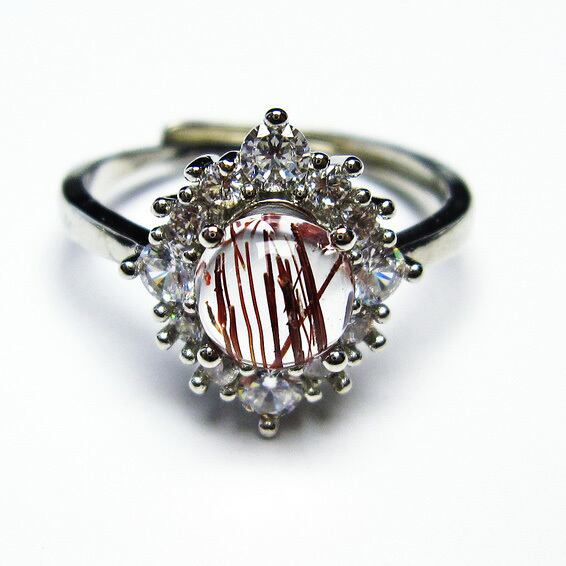 キャッツアイルチルクォーツ 指輪 リング 19号 フリーサイズ 調整可能 一点物 [M便 1/20] 115-4479