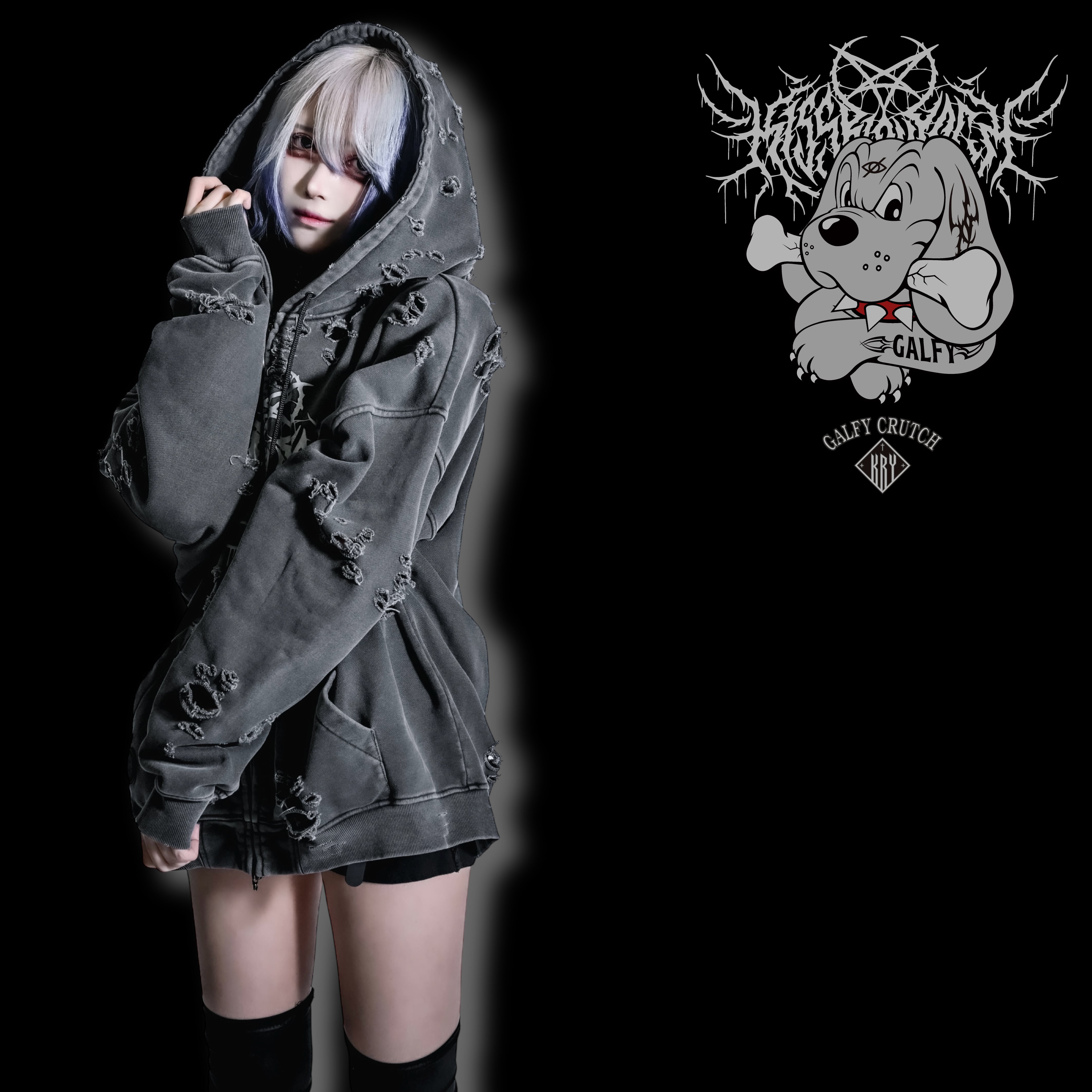 即納】「ブリーチぼろぼろパーカー」 | KRY clothing