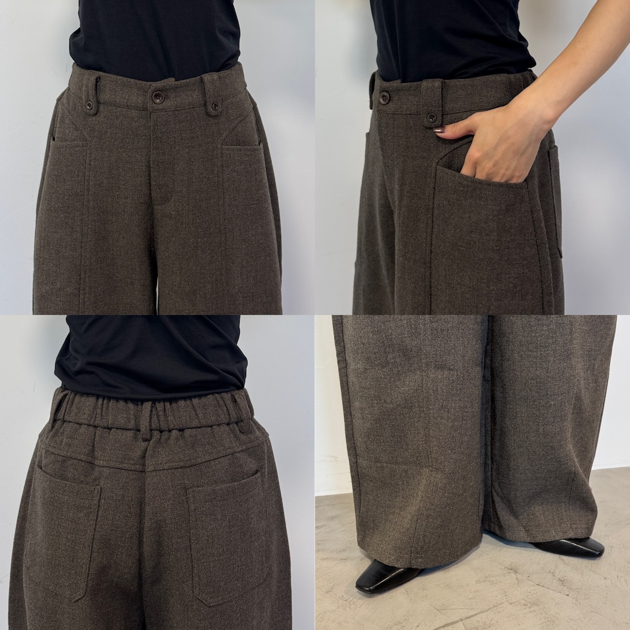 Front pocket melton touch wide PT/khaki brown