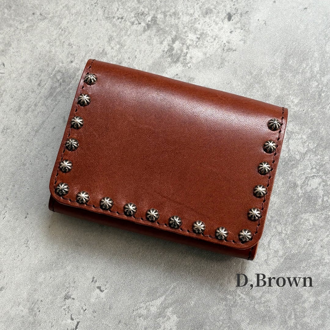 栃木レザー スタッズ コンパクト財布 5色展開 日本製 Made in Japan