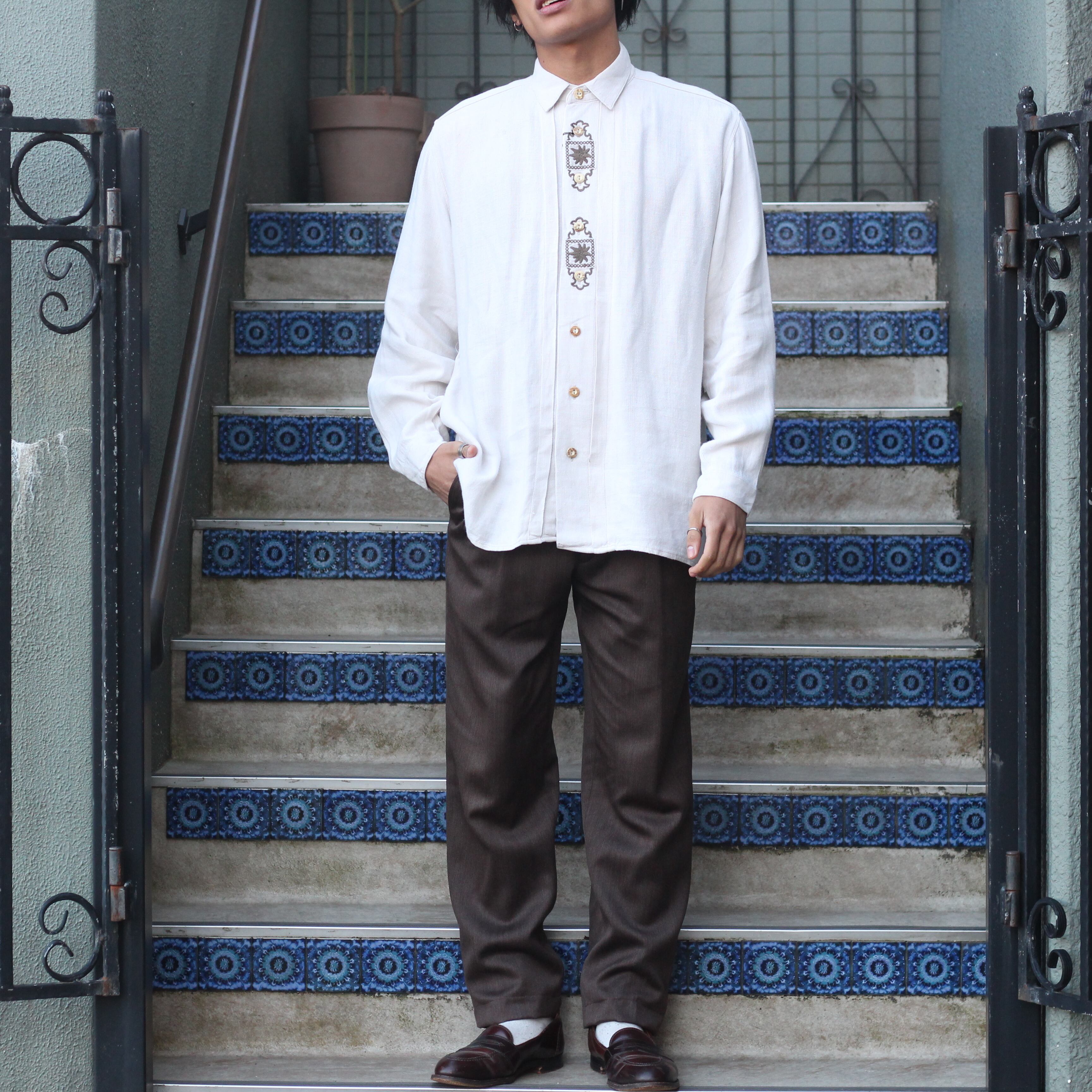 EU VINTAGE LANDHAUS EMBROIDERY DESIGN TYROLIAN SHIRT/ヨーロッパ