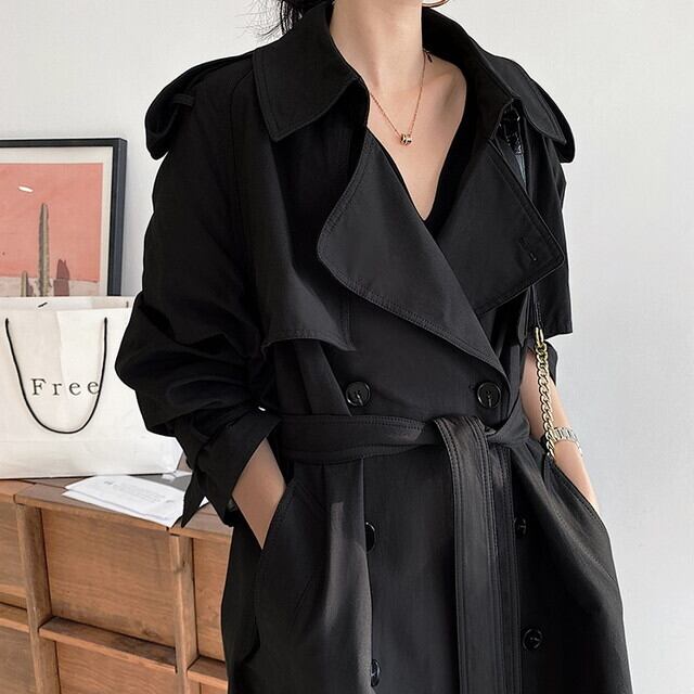 秋新作 レディース 秋 アウター レディース 秋 コート トレンチコート トレンチコート レディース ロングトレンチコート レディース ロングコート 黒 ロング丈 通勤 Ol お出かけ きれいめ 上品 クラシカル 無地 シンプル 代 30代 40代 ブラック 黒 P6967 Kirari きらり