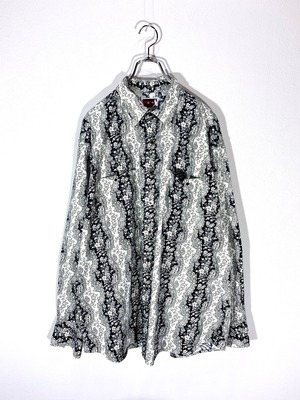 総柄 デザインシャツ ペイズリー柄 アンティーク調