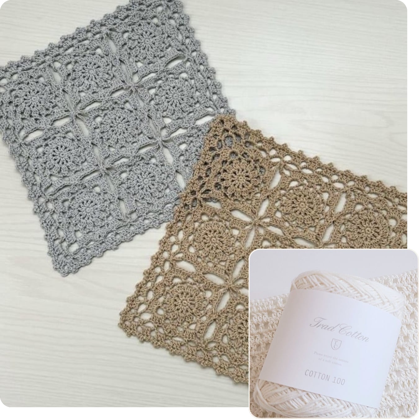 No.71『ホワイトのレース編みドイリー』テーブルクロス．ハンドメイド