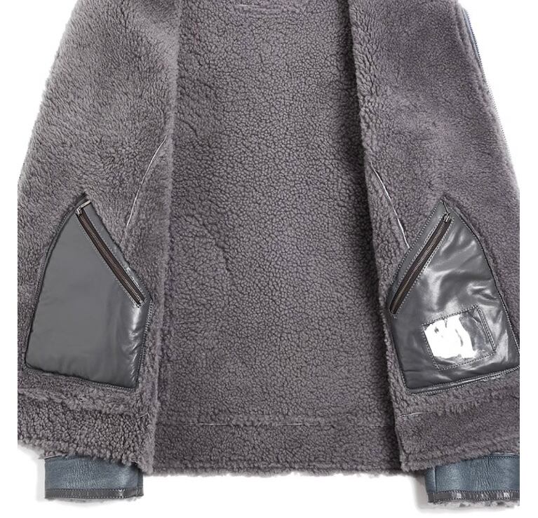 ファッション通販 ファッション グレー ファー レザー