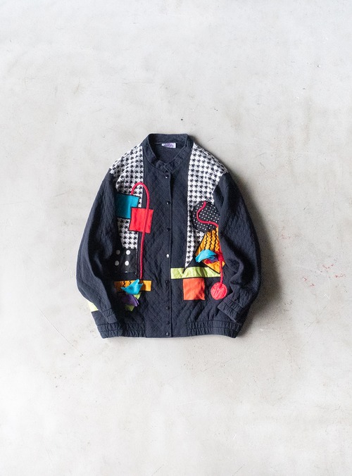 "Stitches" 1980s Quilting memphis design blouson