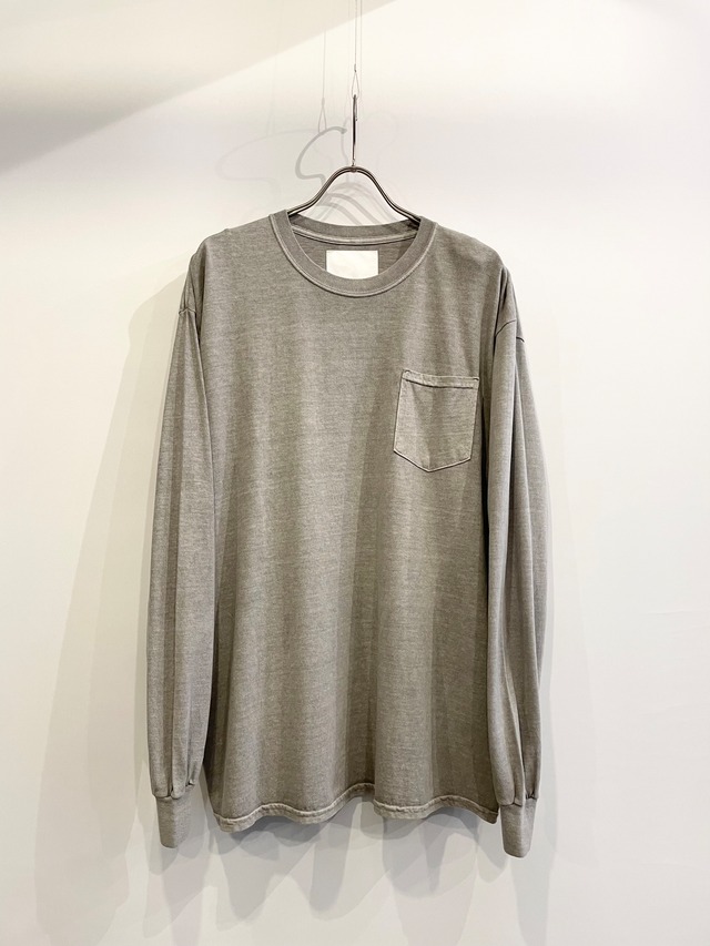 TrAnsference loose fit long sleeve pocket T-shirt - past white dark garment dyed
