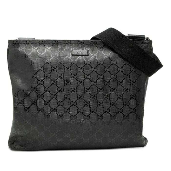 グッチ GUCCI 斜め掛けショルダーバッグ GGインプリメ PVC ブラック シルバー メンズ 201446 送料無料【中古】 n0273 グッチ GGインプリメ 斜め掛け ショルダーバッグ 201446 ブラック PVC