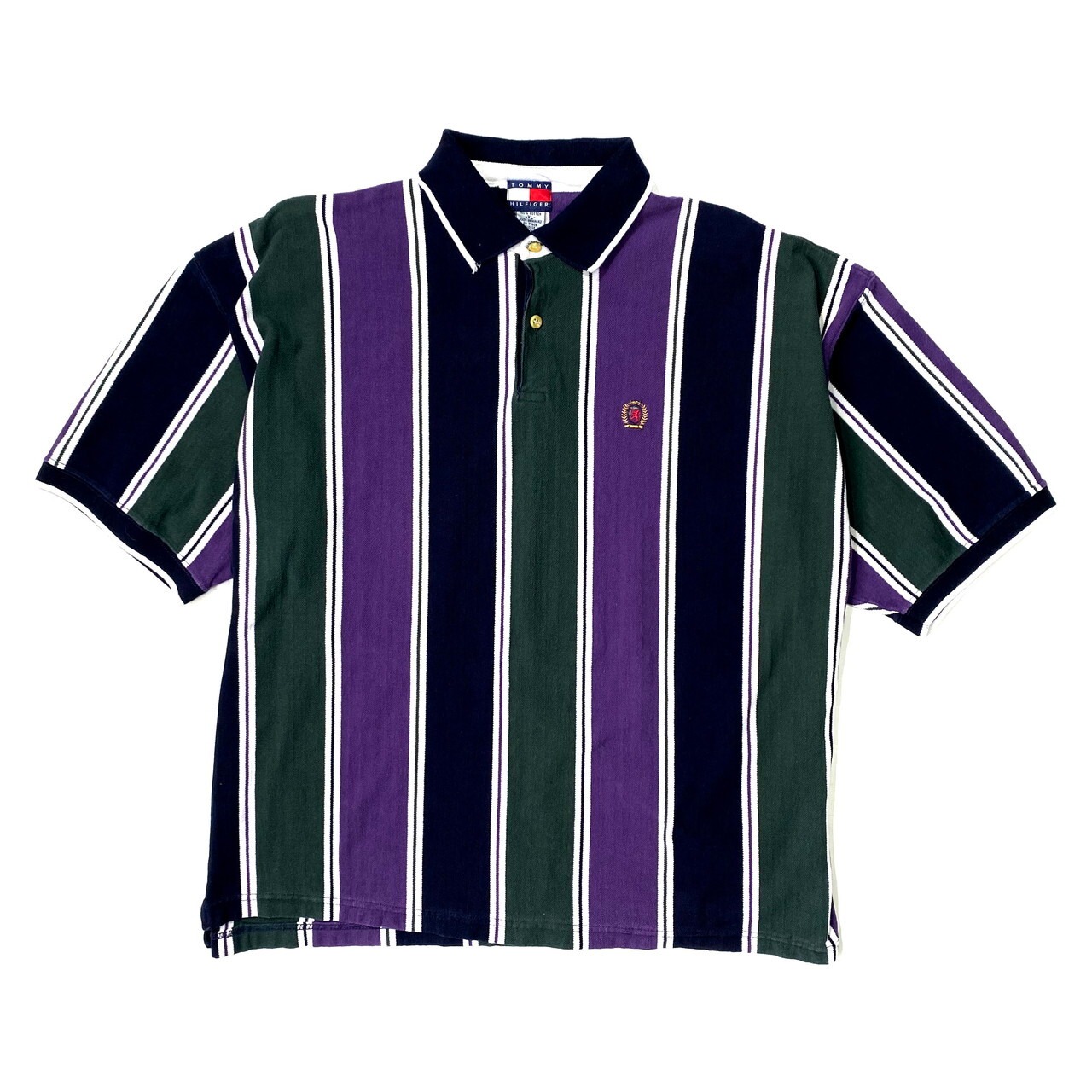 90年代 TOMMY HILFIGER トミーヒルフィガー ストライプ柄 ポロシャツ 