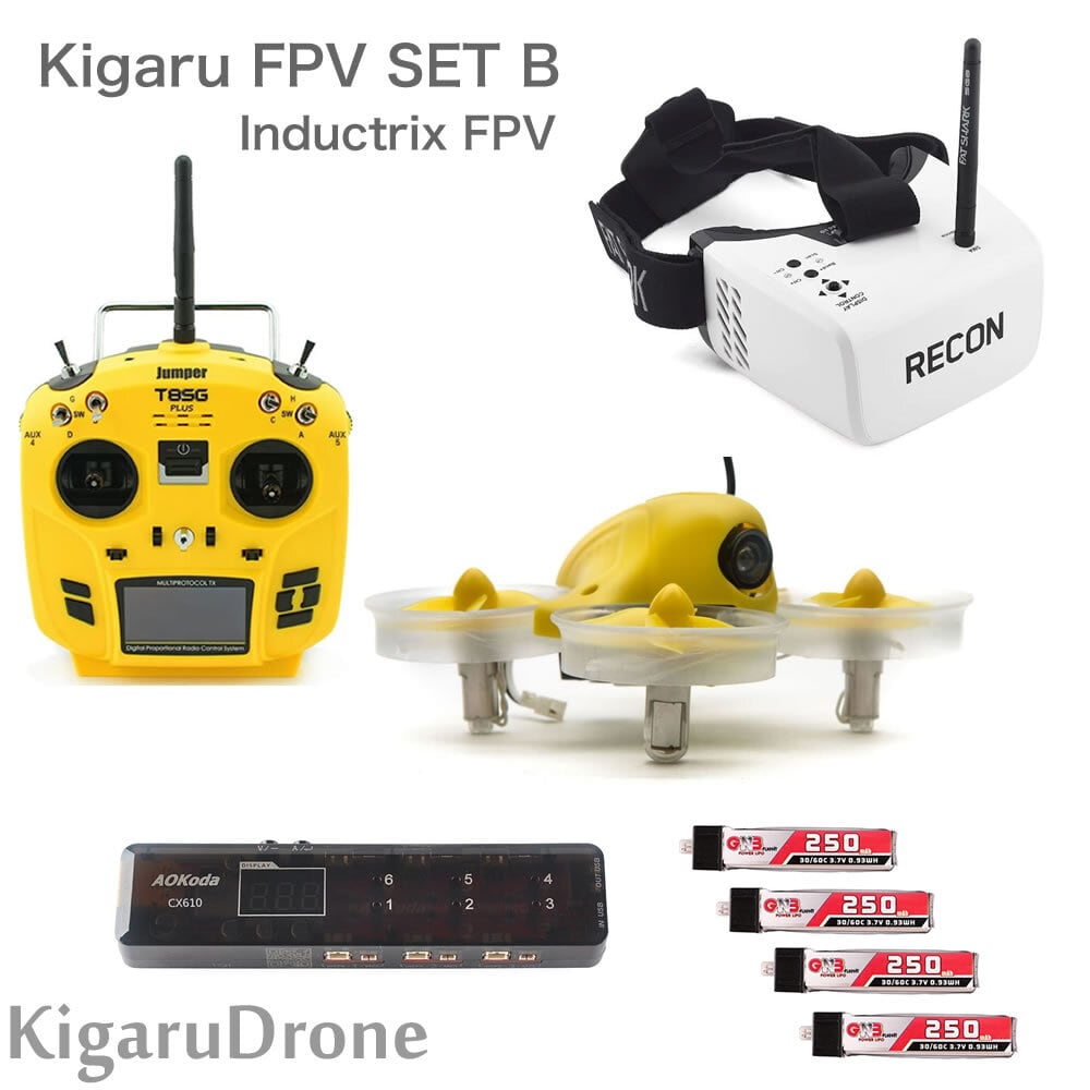 KigaruDrone タイニーコンボセット タイプB】Blade Inductrix FPV + T8SGplus + Fatshark  RECONゴーグル + 充電器 + バッテリーセット | KigaruDrone