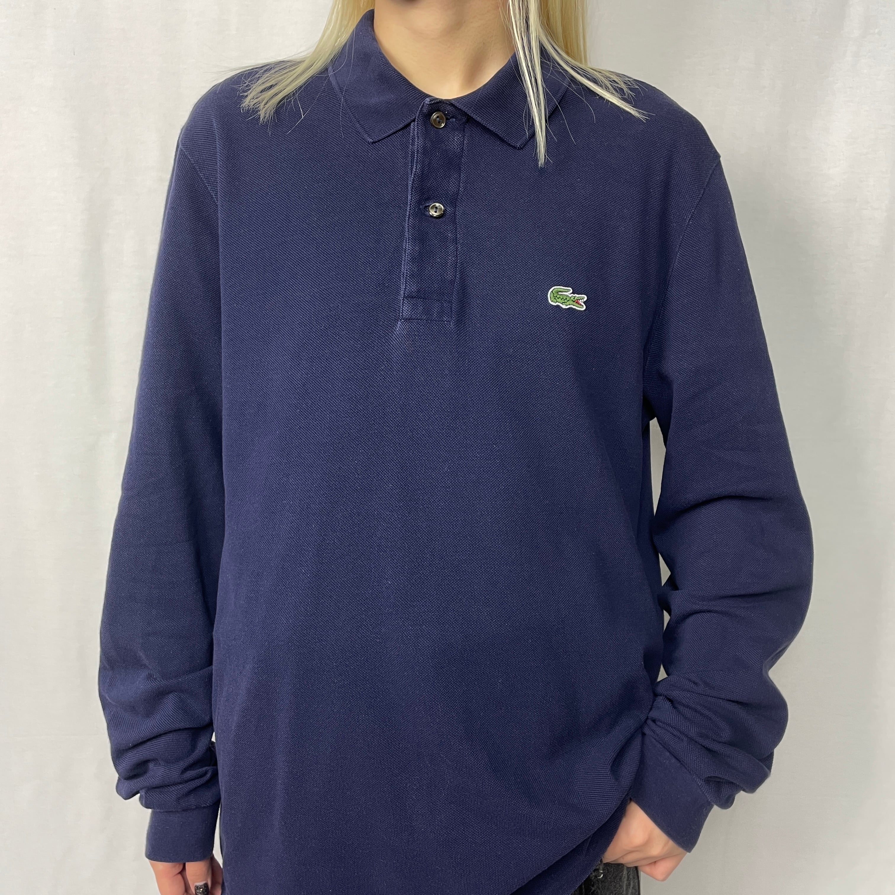 LACOSTE CLASSIC FIT 鹿の子 長袖ポロシャツ メンズM相当 古着 