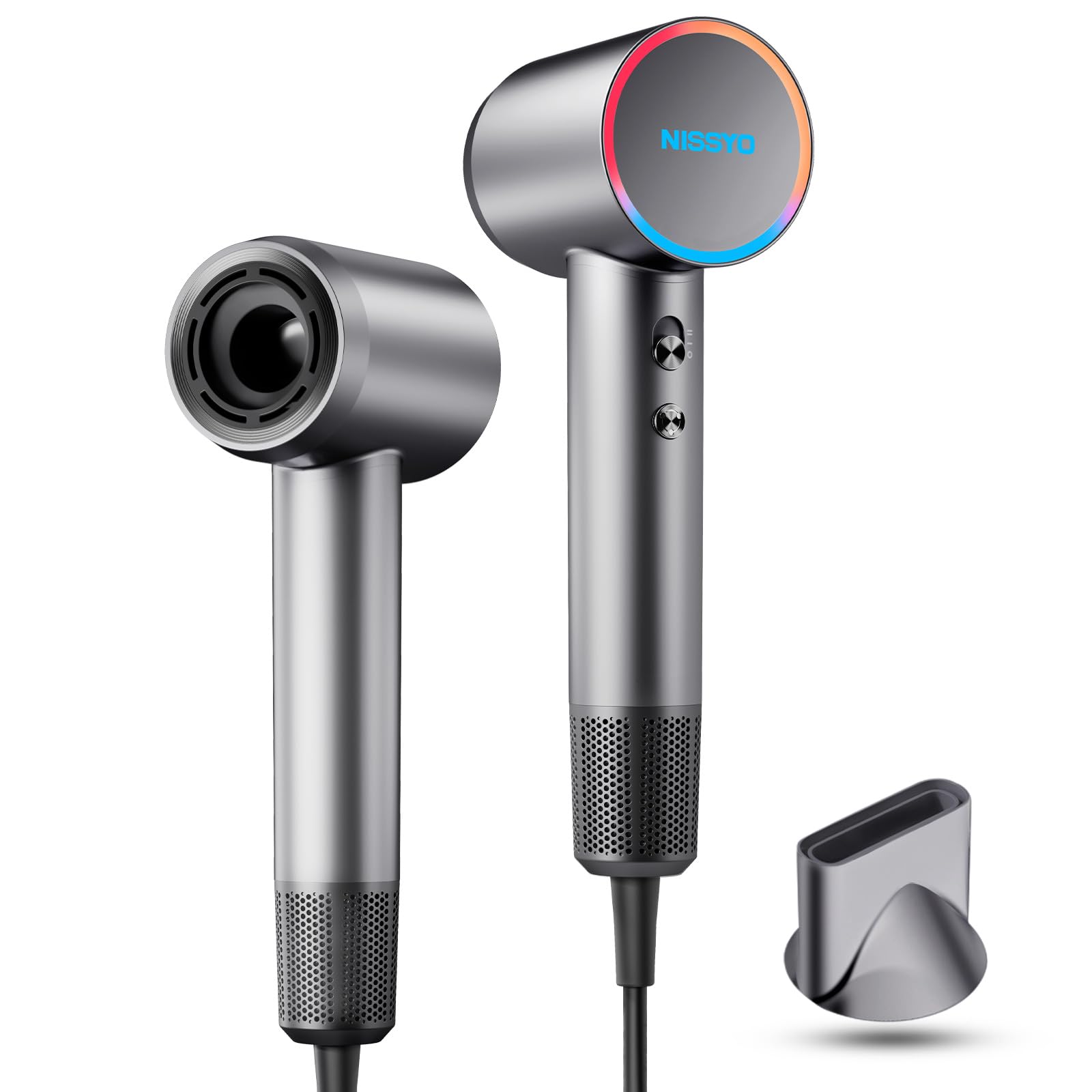 NISSYO ドライヤー 速乾 大風量 マイナスイオン 美髪 ノズル付 グレー 在庫処分】NISSYO【日本正規品・最新型ドライヤー】速乾 大風量 2億