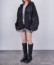 COOLAペイントジップボアフーディー (BLACK) CQ-47139H