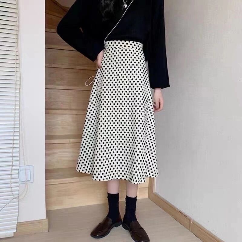 ドット柄フレアスカート　AJ11394-1677水玉
