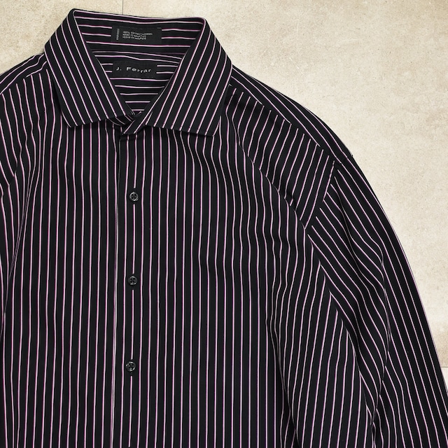 00s J.Ferrar jacquard stripe cotton shirt