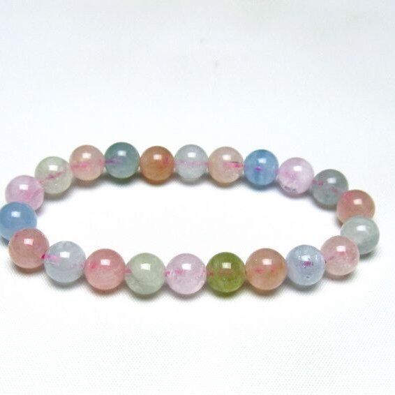 ミックスカラーベリル ブレスレット 9mm 一点物 メール便可 [M便 1/10] 111-48862