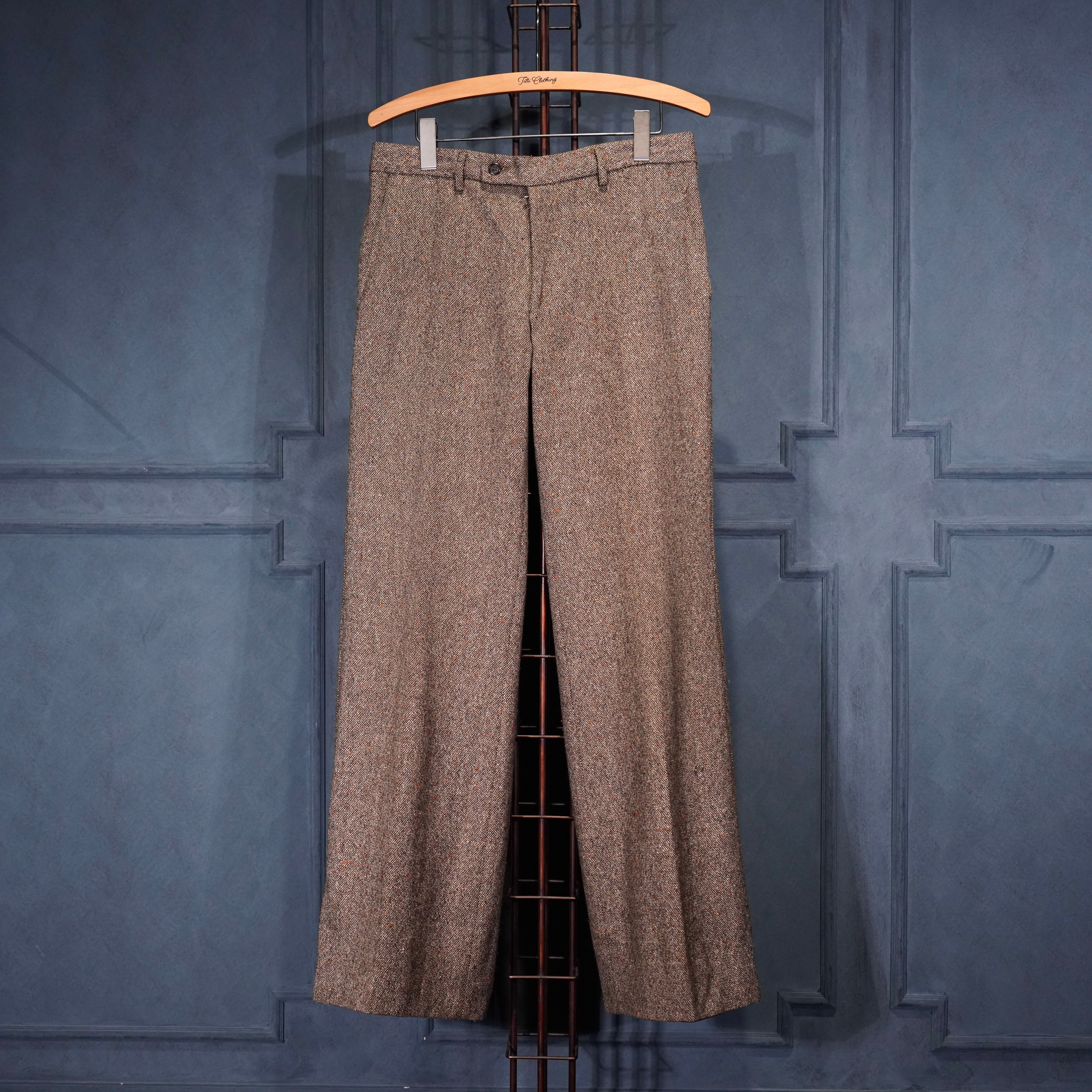 EU VINTAGE TREVIRA NEP TWEED FLARE PANTS SET UP SUIT/ヨーロッパ