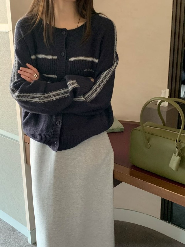 (予約) signature / Gru color blocking cardigan 2color