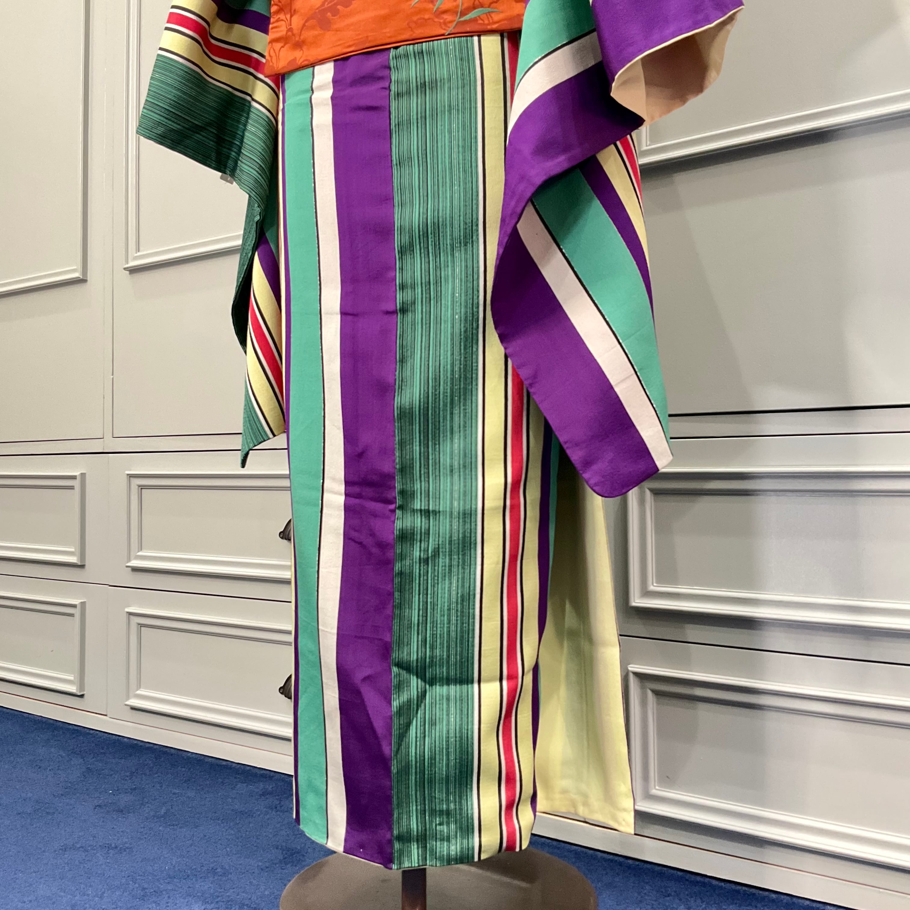 rétro stripe*縞 縦縞 マルチストライプ ナイルブルー パープル rétro stripe*縞 縦縞 マルチストライプ ナイルブルー パープル