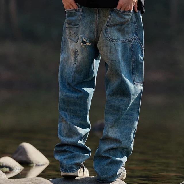 vintage patch denim pants M0167