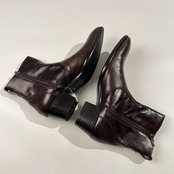 AROUND THE SHOESアラウンドザシューズ レザー サイドジップ ヒール ブーツ 42 (約26.5cm) /ダークブラウン