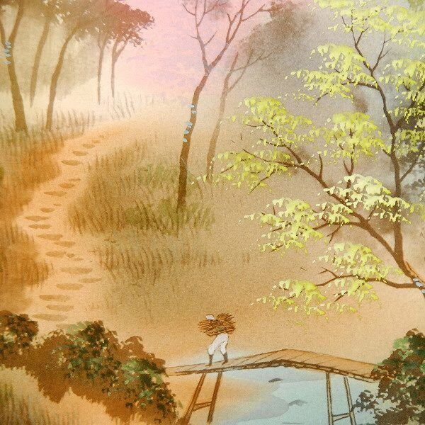 大山翠谷・日本画・掛軸「春景富峰図」・No.170429-74・梱包サイズ80