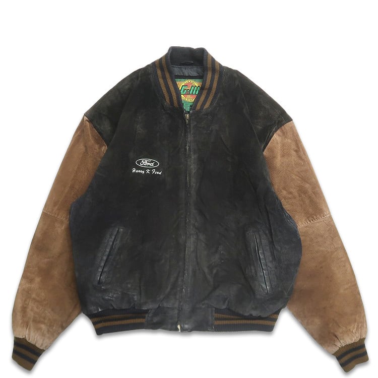 古着 G-III スウェードレザー レザージャケット ブルゾン ブラック