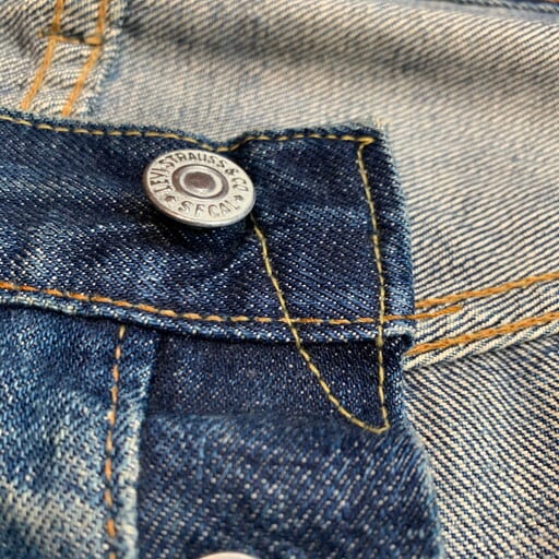 リーバイス 60s 501 BIG E 501 赤耳 足長R 不均等V イエローステッチ ストレート デニムパンツ Levi's ボタン裏2 Vステッチ メンズ  210412