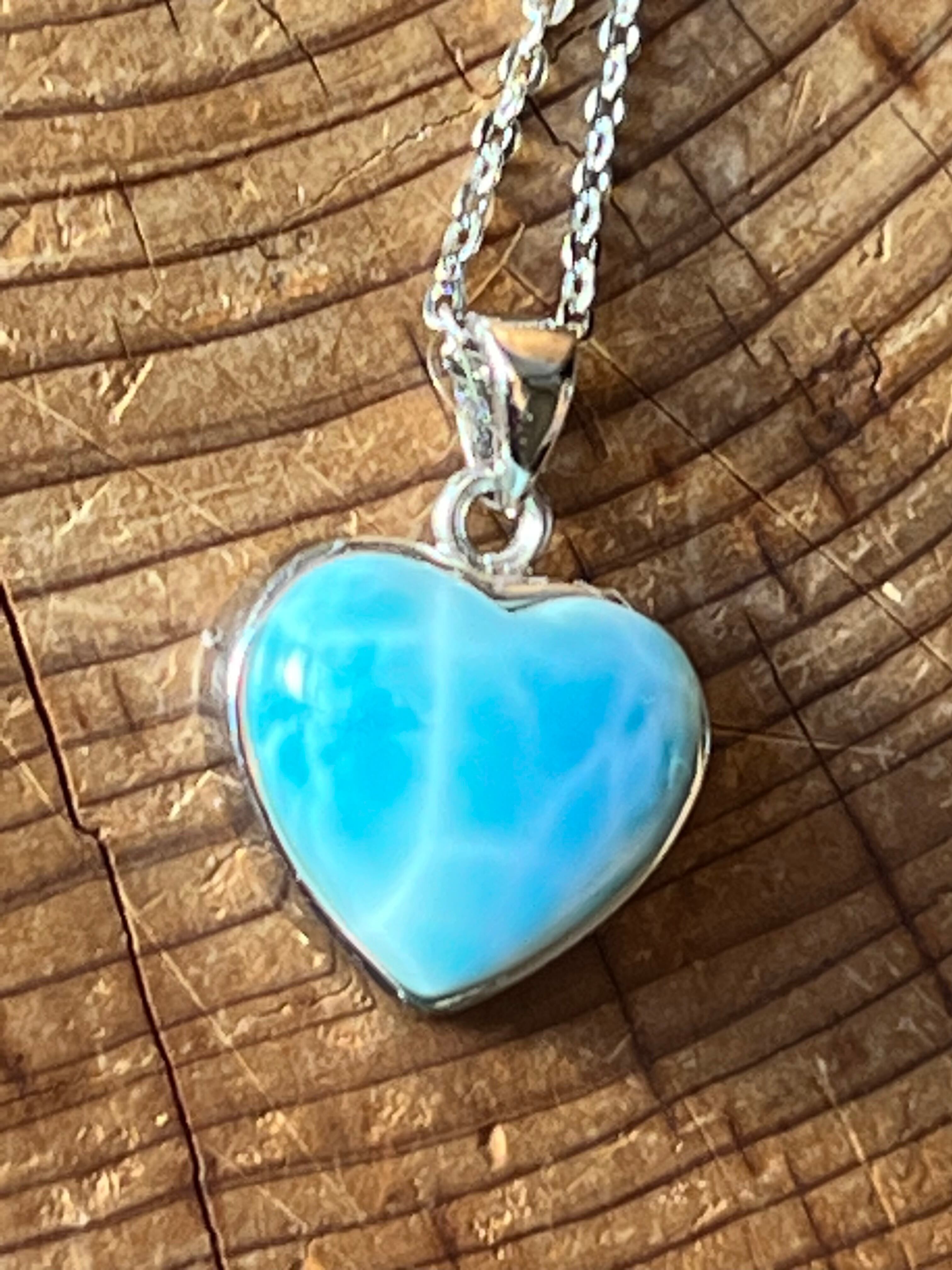 【あなたの過去での仕事】ラリマーハートペンダント チェーン付