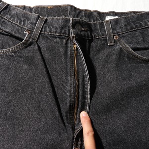 美品 36×30 Levi’s 505 USA 裾上げ済 95年 オレンジタブ 先染めブラック デニムパンツ リーバイス