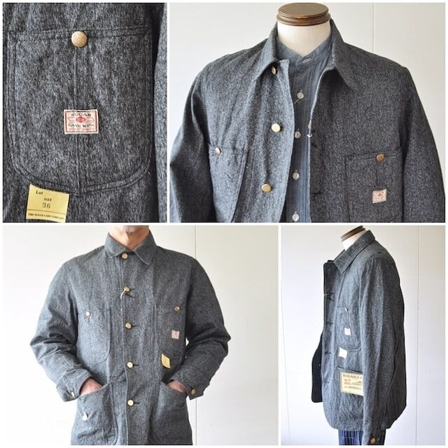 SUGAR CANE　シュガーケーン　　9oz. BLACK COVERT　　WORK COAT　 SC14373 　日本製 　カバーオール  ブラックコバート 　杢グレー ワーク ジャケット | bluelineshop powered by BASE