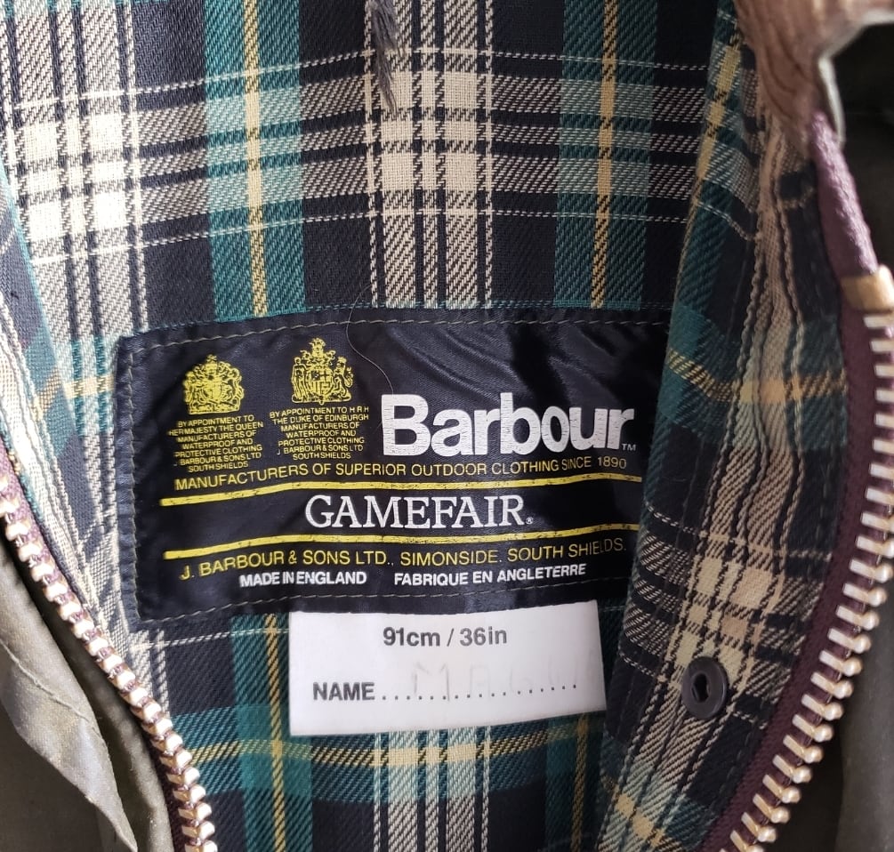 希少！2ワラント棒ジップ！ 80s Barbour バブアー ゲームフェア